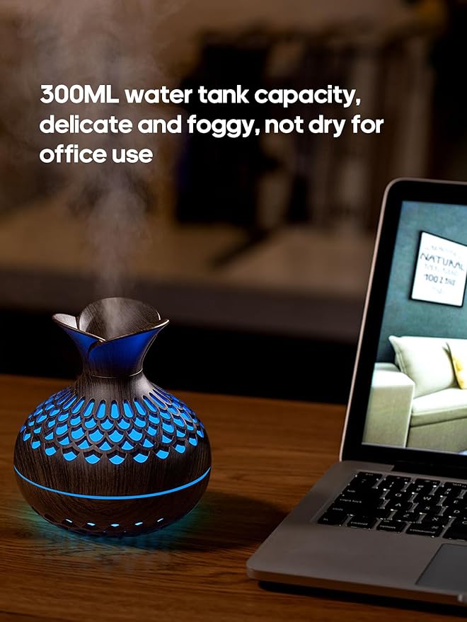 Portable Small Cool Mist Humidifiers - Desktop Humidifier for Office, Car, Pets, Plants, Bedroom, Yoga, Travel, Baby, Room with LED Night Light & Auto Shutoff, Quite Mist Air Humidifier (Light Color)