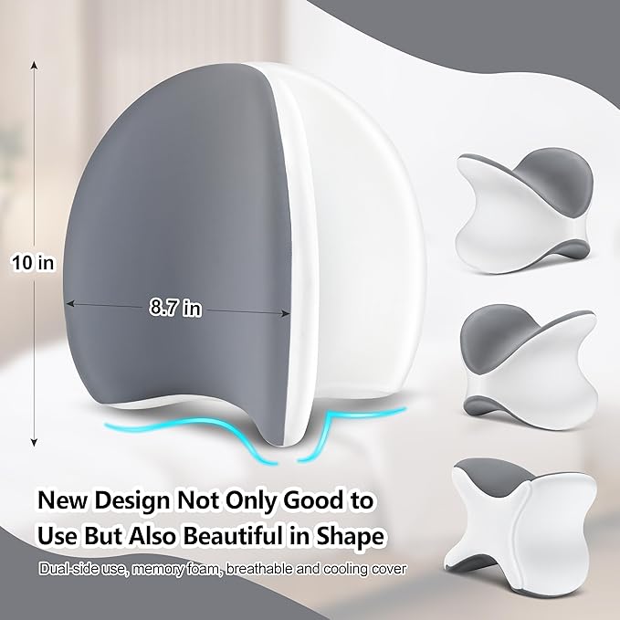 Knee Pillow for Side Sleepers, Dual-Side Leg Pillow for Side Sleeping with Cooling Cover and Soft Memory Foam Relief for Back, HIPS, Knees, Joints, Nerves, Muscles