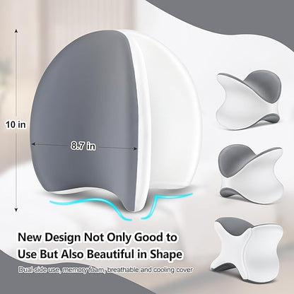 Knee Pillow for Side Sleepers, Dual-Side Leg Pillow for Side Sleeping with Cooling Cover and Soft Memory Foam Relief for Back, HIPS, Knees, Joints, Nerves, Muscles