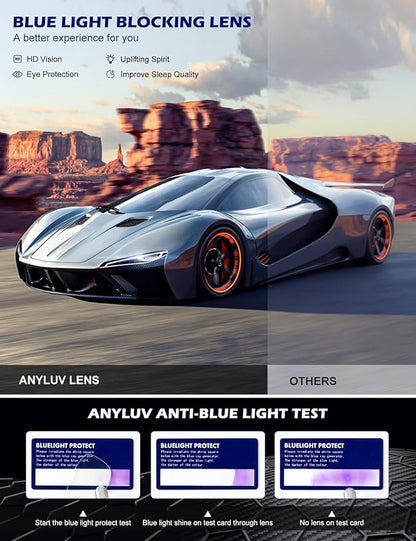 ANYLUV Blue Light Blocking Glasses Men Computer Gaming Glasses Lightweight Al-Mg Metal Anti Eyestrain Eye Protection