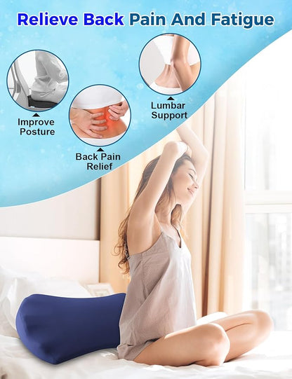 Lumbar Support Pillow for Bed – Memory Foam Lower Back Pain Relief Pillow for Sleeping, Ergonomic Lumbar Pillow for Side & Back Sleepers, Sciatica & Hip Pain Relief, Washable Cooling Cover