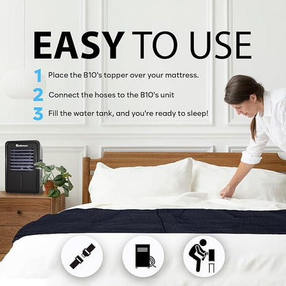 Adamson B10 Navy Blue Bed Cooling System - Twin 75” L x 39” W - 100% Cotton Mattress Cooling Bed Pad for Night Sweats - Water Bed Cooler - Ideal for Hot Sleepers - 5-Year Assurance