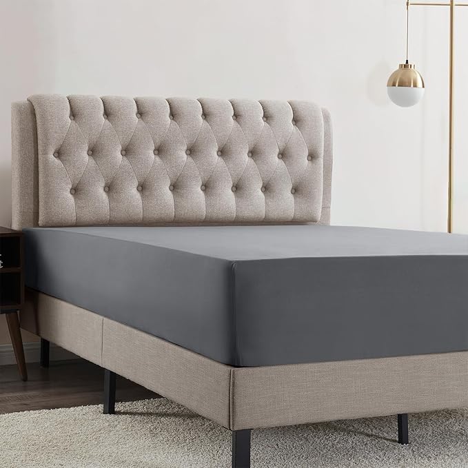 Empyrean 4 Pack Twin Fitted Sheets - Ultra Soft Microfiber, Deep Pocket, Fits 14-16 Inch Mattress, Wrinkle & Fade Resistant, Shrinkproof, Breathable & Durable, Perfect for Twin Beds, Charcoal Grey