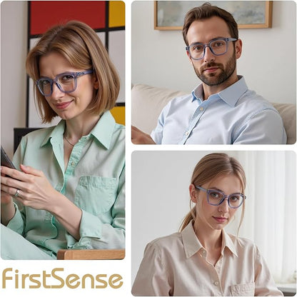 Reading Glasses for Men Women Blue Light Blocking with Spring Hinge, Blocking Readers Anti UV Ray Filter Eyeglasses, Square Computer Reader Glasses，Transparent Deep Blue，+2.0