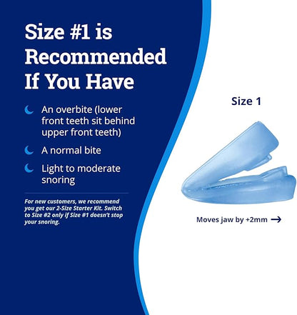 ZQuiet Anti-Snoring Mouthpiece Solution - Comfort Size #1 (Single Device) + Cleaner (1.5oz Bottle) - Made in USA Snoring Solution for a Better Night’s Sleep (Blue)