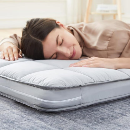 4Inch Cot Mattress Topper,Twin Gel Infused Memory Foam,Machine Washable Thickened Pillow Top Cover,Roll Up Floors Mat,Portable Folding Sleep Pad(75 x 38“)
