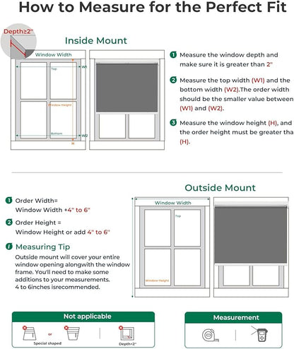 Allesin Motorized Roller Blinds with Remote Control for Windows, Blackout Automatic Smart Shades,Dry Battery Powered Electric Blind (Smoky Gray 48" W x 72" H)