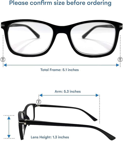 Readerest Blue Light Blocking Glasses – Thin Reflective Lens, Anti-Glare Computer Eyeglasses, UV Protection, Eye Strain Relief (Black, 2.75 Magnification)