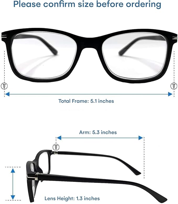 Readerest Blue Light Blocking Glasses – Thin Reflective Lens, Anti-Glare Computer Eyeglasses, UV Protection, Eye Strain Relief (Black, 3.75 Magnification)