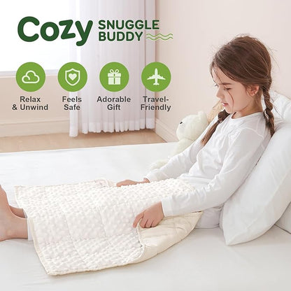 Sivio Weighted Lap Blanket 2lbs, 20 x 30inches, Soft and Cozy Cooling Heavy Blanket for All-Season, Calm Sleeping and Nap, Suit for Car, School and Home, Machine Washable, White