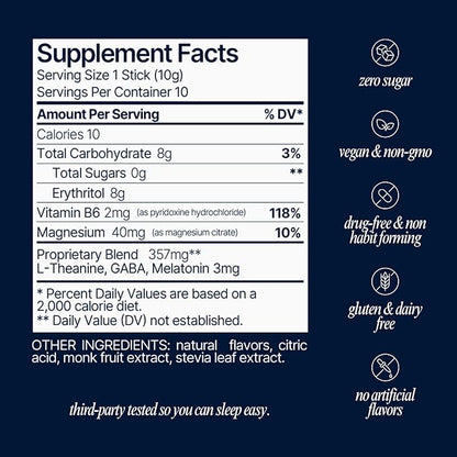 Som Sleep, Restful Sleep Powder Drink Mix w/Melatonin, Magnesium, Vitamin B6, L-Theanine & GABA – Vegan, Zero Sugar, Keto Friendly – Cherry, 20-Pack
