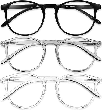 IBOANN Chic & Comfy Blue Light Glasses for Women - 3-Pack Round Frames, Screen-Ready Style with UV Protection Coating
