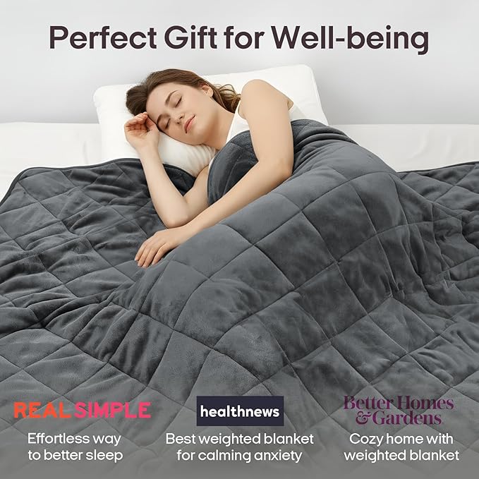 ZonLi Royal Posh Velvet Weighted Blanket for Adults, Dual Sided Cozy Fluffy Heavy Blanket(60"x80",20lbs,Grey), Bed Sofa Heavy Blankets, Soft Material with Premium Glass Beads, Easy Care