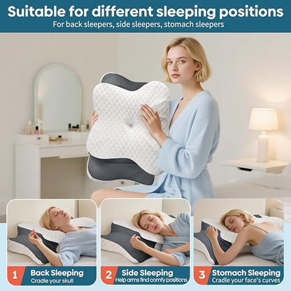 Cervical Pillow for Neck & Shoulder Pain Relief Sleeping - Ergonomic Contour Pillows - Memory Foam Pillow for Side, Back & Stomach Sleepers