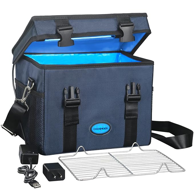 UVC Sanitizer Box Ozone Free with Timer, Portable Large Cleaner Bag with USB Port, UV Light Blue Tote for Mask, Cell Phone, Baby Bottle, Key, Towel 12L/3.17 gal