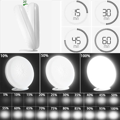 Light Therapy Lamp,2 Major Functions,Activate Mood,Relieve Headache,UV-Free 10000 LUX Treatment Light,20-Level Drightness Fine-Tuning, 4 Timings,Large Glossy Rotatable Stand (RLTL00100)