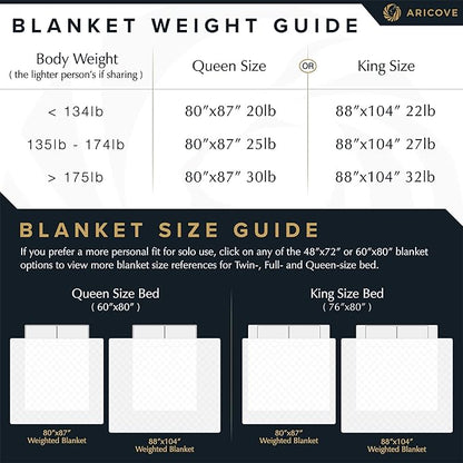 Aricove Cooling Weighted Blanket for Adults, 20lbs, Queen/King Size, 80x87 inches, Silky Soft Bamboo Viscose, Machine Washable, White