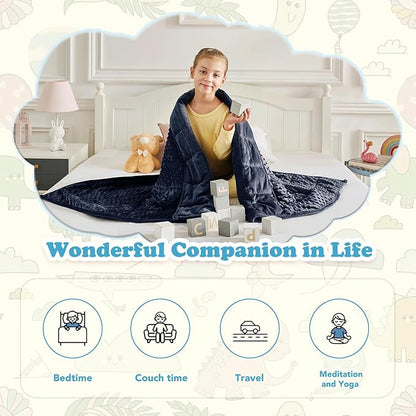 CuteKing Weighted Blanket - Weighted Blanket with Premium Glass Beads - Heavy Blanket Crystal Velvet for Comfort Sleep - Thick Blanket All Season (7lbs, 40"x60", Blue Bubble)