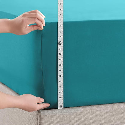 Empyrean 4 Pack California King Fitted Sheets - Deep Pocket, Fits 14-16 Inch Mattress, Ultra Soft Microfiber, Wrinkle-Free & Fade Resistant, Shrinkproof Sheets, Teal