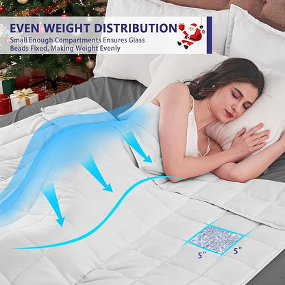King Size Weighted Blanket for Adults (30 lbs, 80” x 87”, White) Cooling Heavy Blanket for Sleeping Perfect for 290-310 lbs, Breathable Blanket for Adults & Couple All Season, Machine Washable