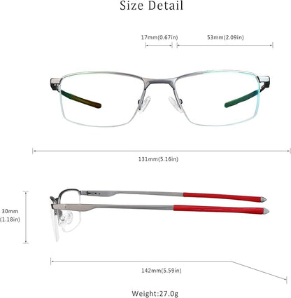 LifeArt Blue Light Blocking Glasses, Anti Eyestrain, Computer Reading Glasses, Gaming Glasses, TV Glasses for Women Men, Stylish Unisex Alloy Square Frame (Silver Red, +3.00 Magnification)