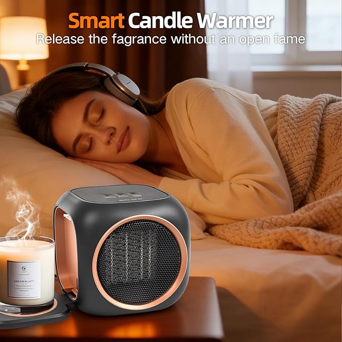 Upgraded Space Heater & Coffee Mug Warmer, Space Heater for Indoor Use with Thermostat, Candle Warmer Plate, 800W Portable Electric Heater for Bedrooms, Offices, Home