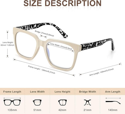 EASY READ 3 Pairs Reading Glasses for Women, Squre Computer Blue Light Blocking Anti UV Readers with Spring Hinge