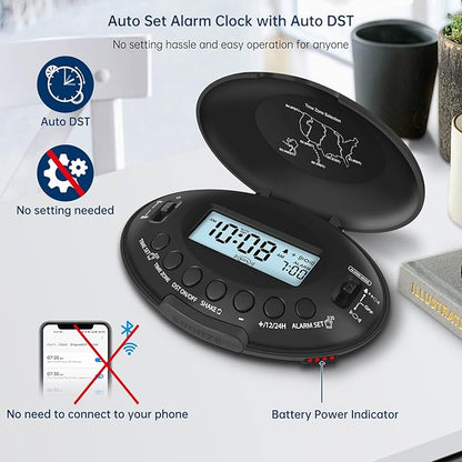 DreamSky Vibrating Alarm Clock for Heavy Sleepers - Bed Shaker Alarm Clock Under Pillow for Adults Teens Kids & Hearing Impaired, Rechargeable Battery Operated for Bedroom, Travel, Auto DST, Backlight