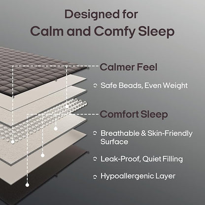 ZonLi Weighted Blanket (80"x87", 25lbs, Grey), King Size Weighted Blanket for Adults, 100% Polyester Material with Glass Beads
