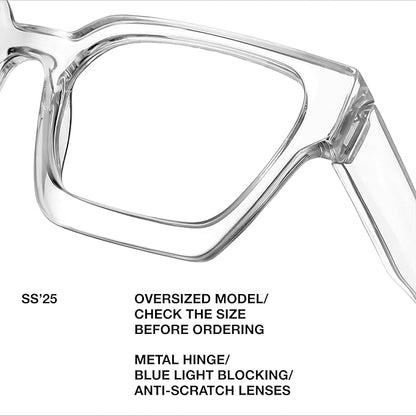 livho Oversized Eyewear Frame for Woman and Men - Rectangle Fashion Glasses for Computer, Chic Preppy Frame