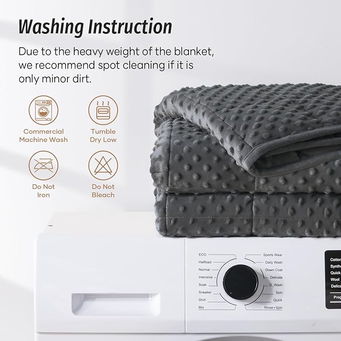 Wemore Minky Dot Weighted Blanket for Adults King Size 25 lbs, Soft Cozy Heavy Blanket for Bed and Couch, Breathable Blanket for All-Season with Glass Beads, Dark Grey 80 x 87 inches