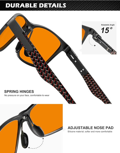 ANYLUV Blue Light Blocking Glasses Men Computer Gaming Glasses Lightweight Al-Mg Metal Anti Eyestrain Eye Protection