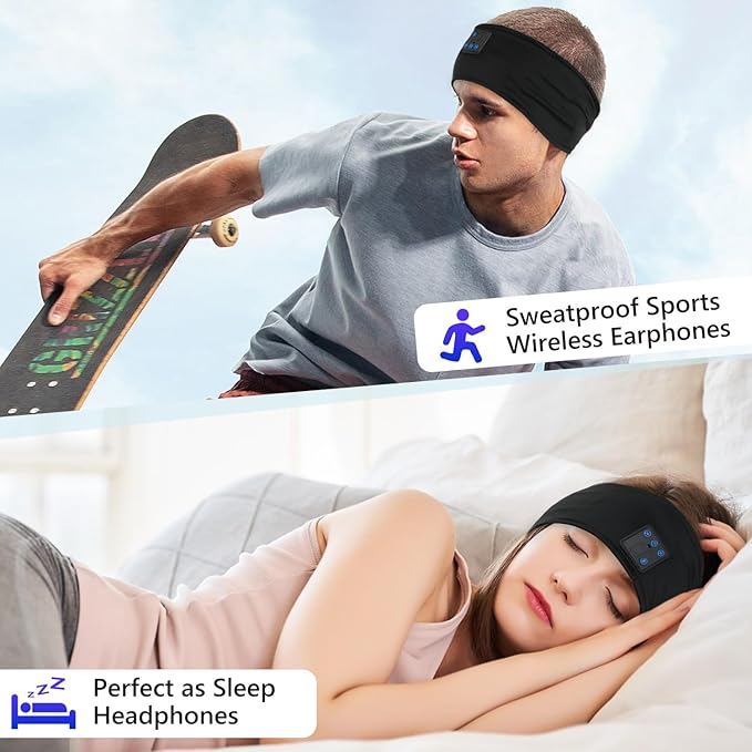 Aurya Sleep Headphones Sports Wireless Bluetooth Headband for Side Sleeper, Bluetooth 5.4, with Ultra-Thin HD Stereo Speaker, Sleeping Headphone for Women Men Running Yoga Workout
