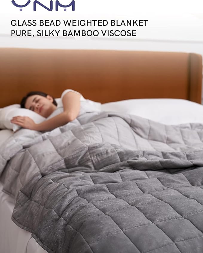 YnM Cooling Weighted Blanket — Oeko-Tex Certified Material (Gradient Dark Grey, 60"x80" 15lbs), Suit for One Person(~140lb) Use on Queen/King Bed