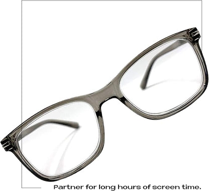 Readerest Blue Light Blocking Glasses – Thin Reflective Lens, Anti-Glare Computer Eyeglasses, UV Protection, Eye Strain Relief (Grey, 1.25 Magnification)