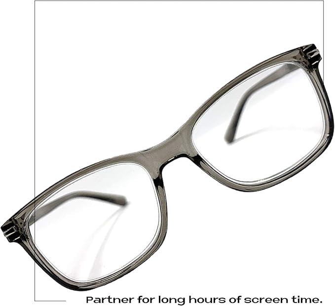 Readerest Blue Light Blocking Glasses – Thin Reflective Lens, Anti-Glare Computer Eyeglasses, UV Protection, Eye Strain Relief (Grey, 1.75 Magnification)
