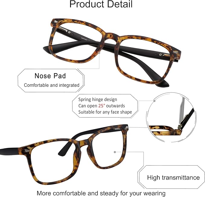 YEIN Progressive Multifocus Reading Glasses, Spring Hinge Blue Light Blocking Glasses for Women Men, No Line Multifocal Readers with Clear Lenses (+0.75/+3.25 magnification)
