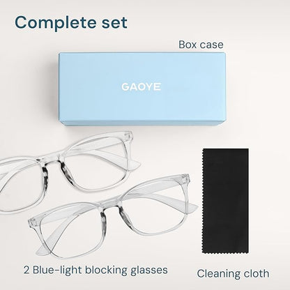 Blue Light Blocking Glasses - Fashion Square Eyeglasses, Anti UV Ray Computer Gaming Glasses Blue Blockers for Women/Men