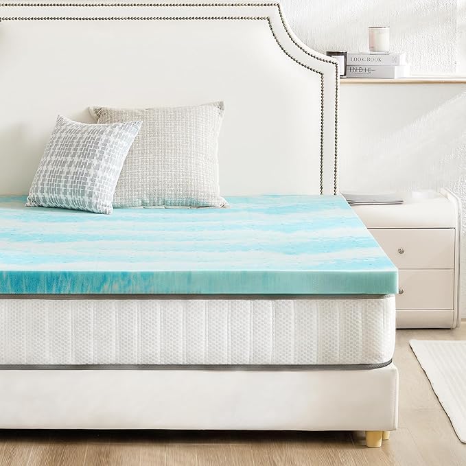 NEWBULIG 2 Inch King Cooling Gel Memory Foam Mattress Topper, Breathable Bed Pad for Sleeper Sofa, Couch, RV and Camper, CertiPUR-US Certified