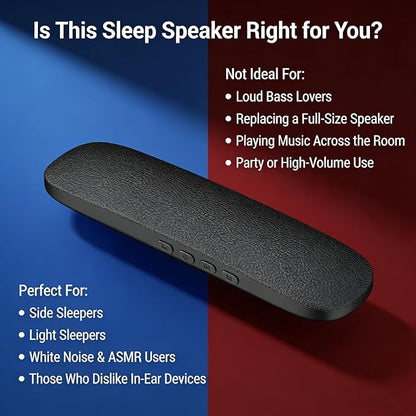 Bone Conduction Sleep Speaker Under Pillow, Ultra-Thin Non-in-Ear Pillow Speaker with Bluetooth & TF Card Playback, Portable Bedside Speaker for Side Sleepers, Travel & White Noise (Orange)