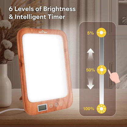 Easy@Home Light Therapy Lamp: LED Light Therapy Energy Lamp UV-Free with 10000 Lux | Sun Lamp with 3 Color Adjustable Brightness Levels | Timer Memory Function ELT-492-WG
