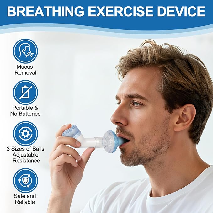 Flutter Valve, Non-Measuring Exerciser, FSA & HSA Eligible Portable Breathing Exercise Device for Lungs, Breathing Trainer with 2 Filters to Develop Respiratory Muscles and Mucus Clearance