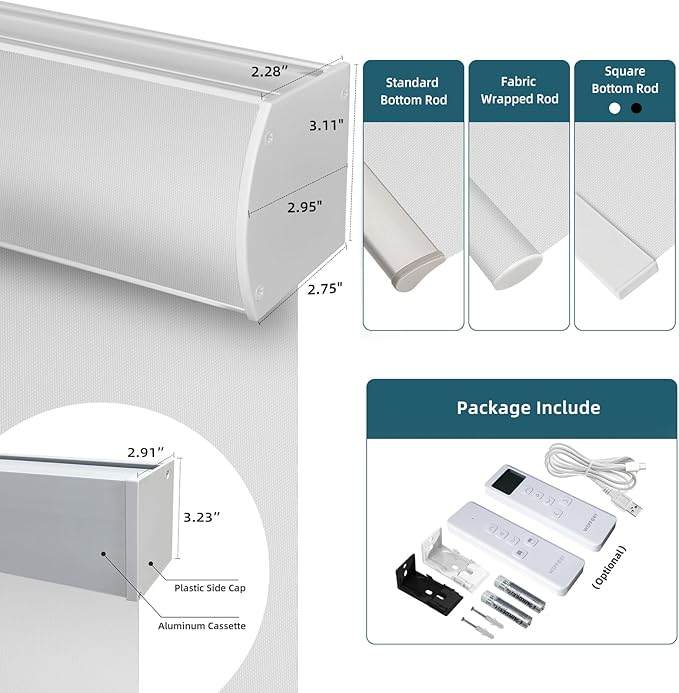 Motorized Shades Compatible with Alexa,Google Asssitant,Homekit Over Thead,3% Openness Solar Roller Blinds for Window,Smart Blinds with Remote,APP/Voice Control,3% Openness Aventus White