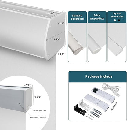 Motorized Shades Compatible with Alexa,Google Asssitant,Homekit Over Thead,3% Openness Solar Roller Blinds for Window,Smart Blinds with Remote,APP/Voice Control,3% Openness Aventus White