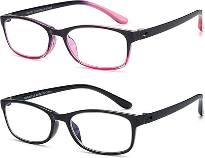 EYEURL 2 Pack Reading Glasses Blue Light Blocking Readers for Women-TR90 Lightweight Computer Reading Glasses Stylish Rectangular Frames Eyeglasses+2.25