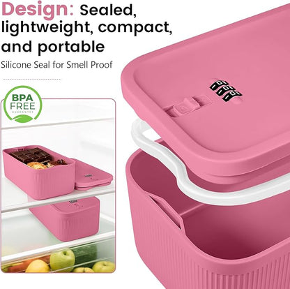 Small Lock Box,Lockable Storage Box with Combination Code for Medication Safe, Medicine Lock Box for Pills/First Aid Kits/Food/Snack Phone Jail,Locked Container for Home/Fridge/Office/School(Pink)