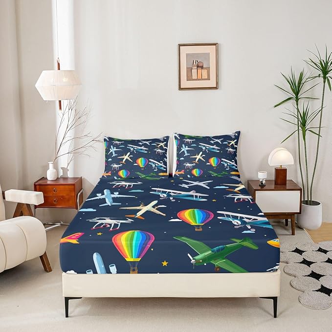 Pixel Video Game Kids Queen Size Fitted Sheet,Bookshelf Pixelated Bookcase Room Decor,Gaming Geometric Grid Boys Girls Bed Sheets,Colorful Bedding Set,2 Pillowcases(No Flat)