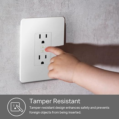 Kasa Smart Plug KP200, In-Wall Smart Home Wi-Fi Outlet Works with Alexa, Google Home & IFTTT, No Hub Required, Remote Control, ETL Certified , White, 1 Pack