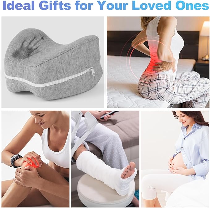 Knee Pillow for Side Sleepers for Back Pain,Leg Pillow for Side Sleepers, Memory Foam Cushion Knee Support Pillows,Pain Relief, Pregnancy Travel Pillow with Extra Washable Cover