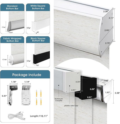 SmartWings Motorized Light Filtering Shades, 70% Blackout, Custom Size, Rechargeable Battery, Works with Matter/Apple HomeKit, Alexa, Thread/Zigbee, Remote Optional, 70% Linen White